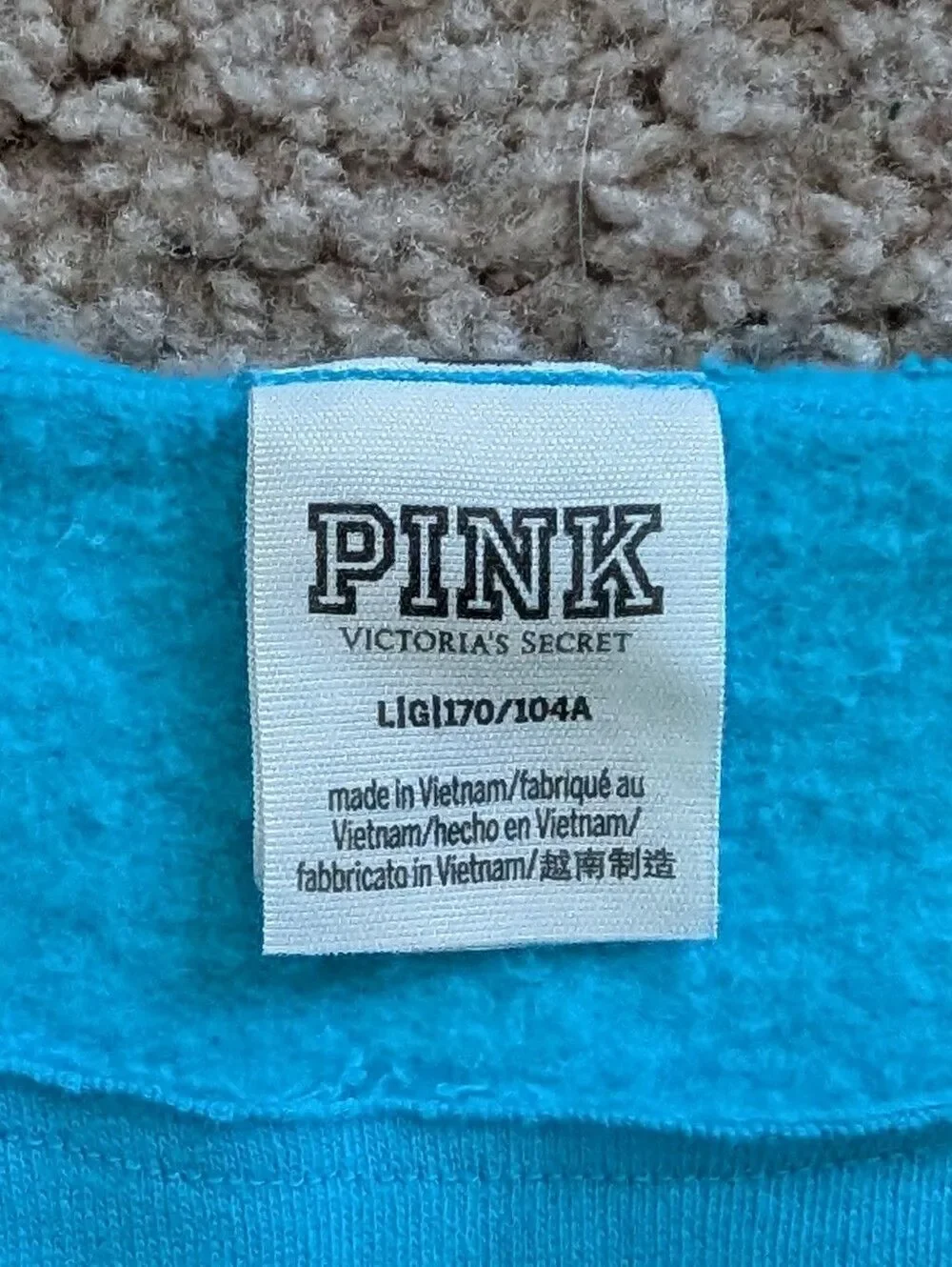 PINK VS Neon Scuba Script Logo Everyday Lounge Off The Shoulder Sweatshirt Large